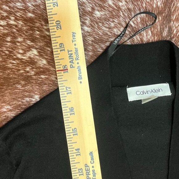 Calvin Klein Ruffle Bell Sleeve Open Front Cardigan Black S - Picture 8 of 9